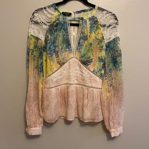 Bebe Long Sleeve Patterned Blouse